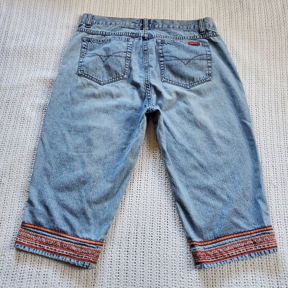 VINTAGE Y2K Women's Zana Di Hi Rise Jeans Embroidered Capri Pants Junior Size 17 - Picture 2 of 11